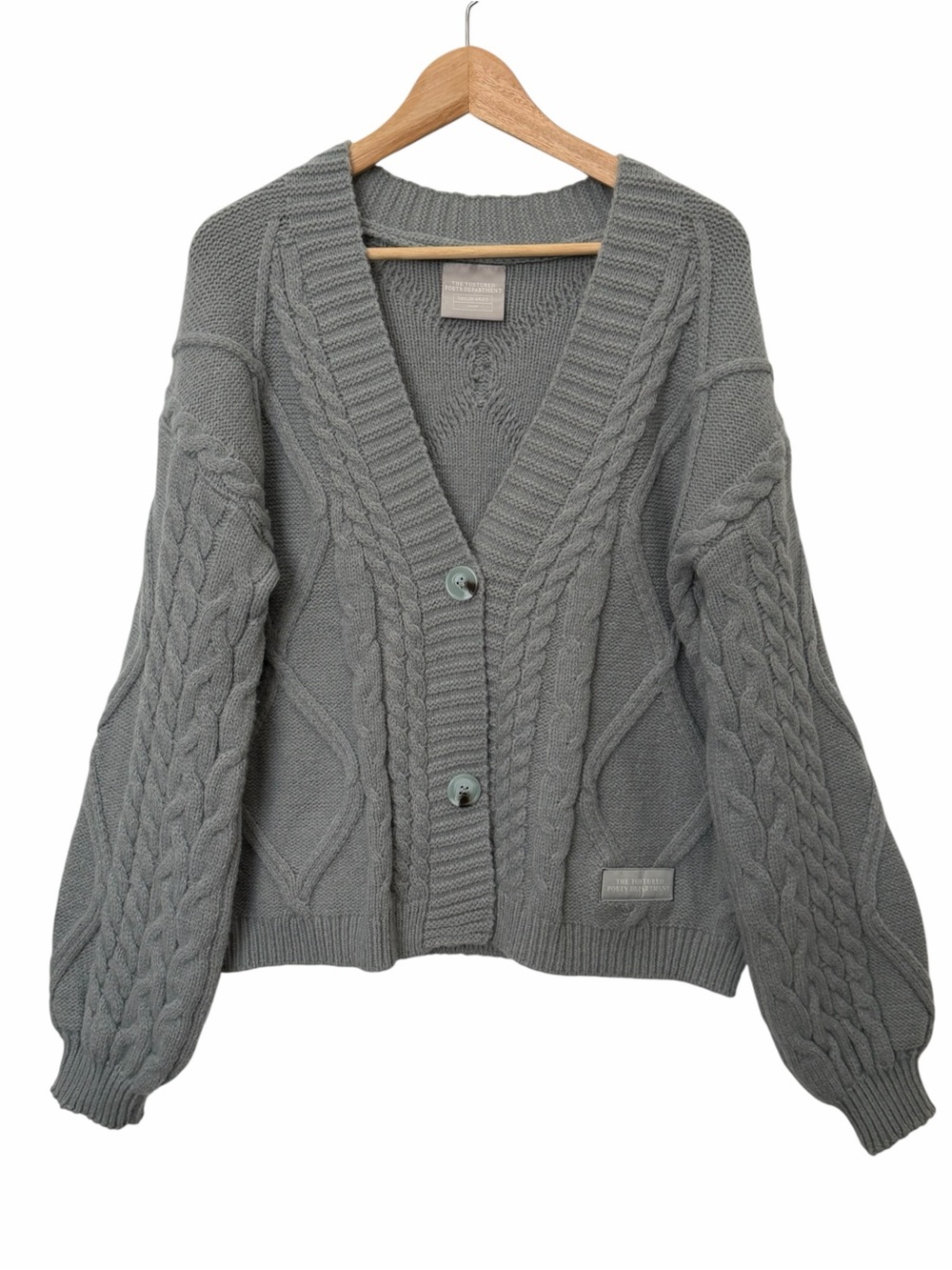 TAYLOR SWIFT Tortured Poets Department Cable Knit Cardigan Gray Sweater Sz XS S
